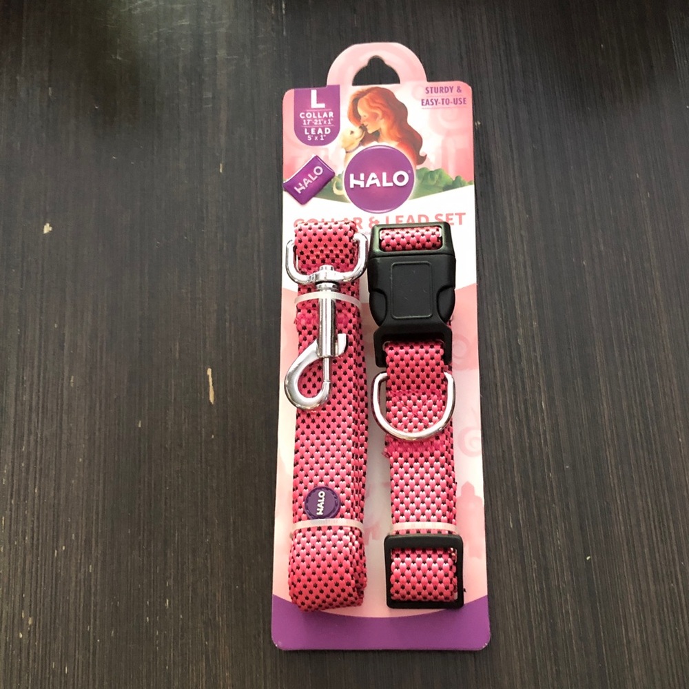 Halo Pink  Mesh Dog Collar & Lead Set